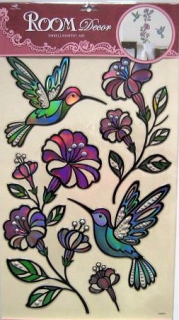 Pokojová samol. dekorace KOLIBŘÍCI vitráž 50 x 32 cm