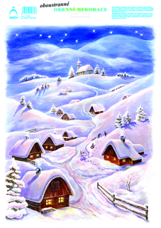 Okenní dekorace  Barevné chaloupky v horách   25 x 35 cm
