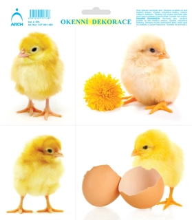 Okenní fólie velikonoční Čtyři kuřátka - dělené