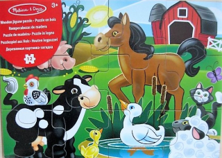 Dřevěné puzzle 12 ks v rámečku ZVÍŘÁT 30 x 22,5cm