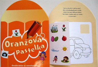 ORANŽOVÁ PASTELKA omalovánky se samolepkami A4