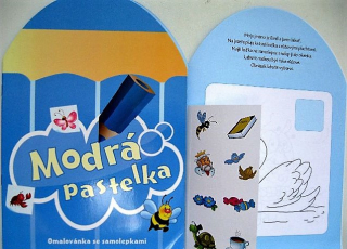 Omalovánky se samolepkami MODRÁ PASTELKA A4