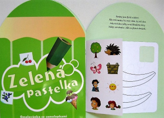 ZELENÁ PASTELKA omalovánky se samolepkami A4