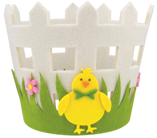 Obal na květináč filcový s kuřátkem 16 x 15 cm 7325