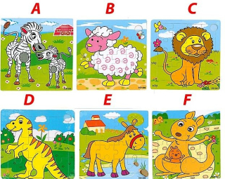 puzzle zvířata dřevo 5 druhů