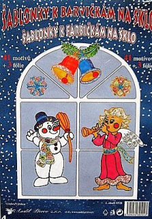 Šablony vánoční k barvičkám na sklo + 3 fólie