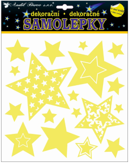 Samolepky svítící ve tmě hvězdy 25 x 25 cm
